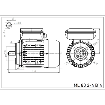 Silnik elektryczny jednofazowy 0,75kW 1400 obr/min. 80 B14